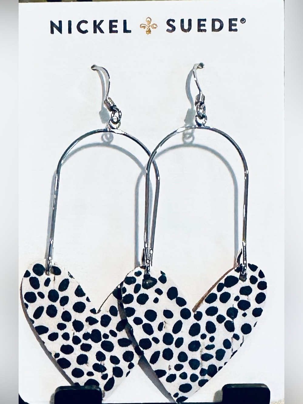 Nickel & Suede  Speckled Cork Sweetheart Earrings